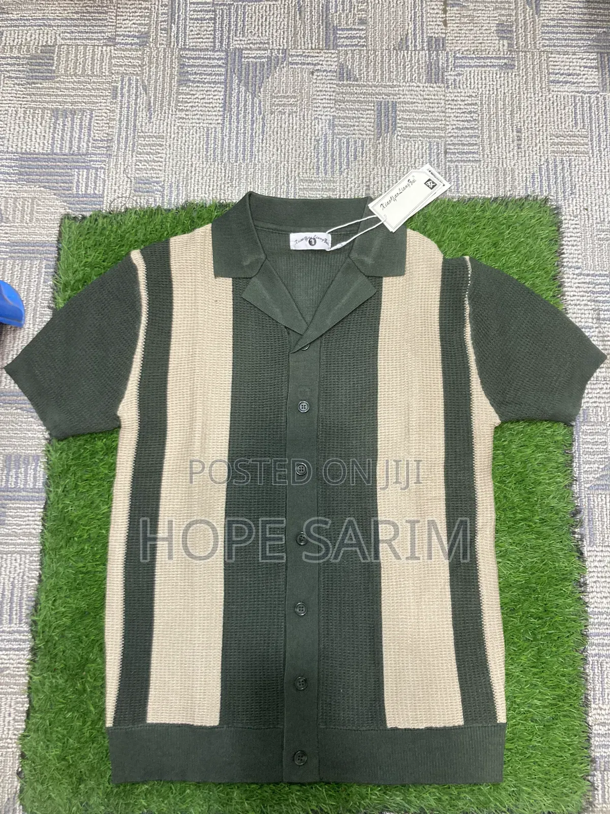 Vintage Men's Knitted Button-down Polo Shirt