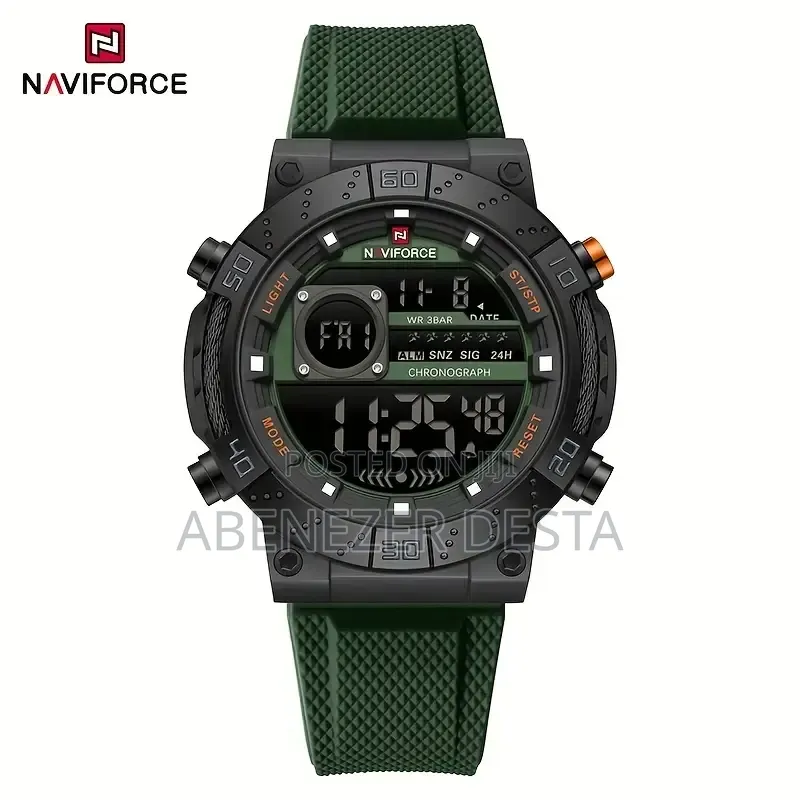 Naviforce Nf9241t Digital Sports Watch a Green Silicone Strap