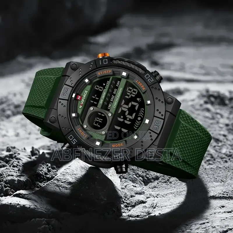 Naviforce Nf9241t Digital Sports Watch a Green Silicone Strap