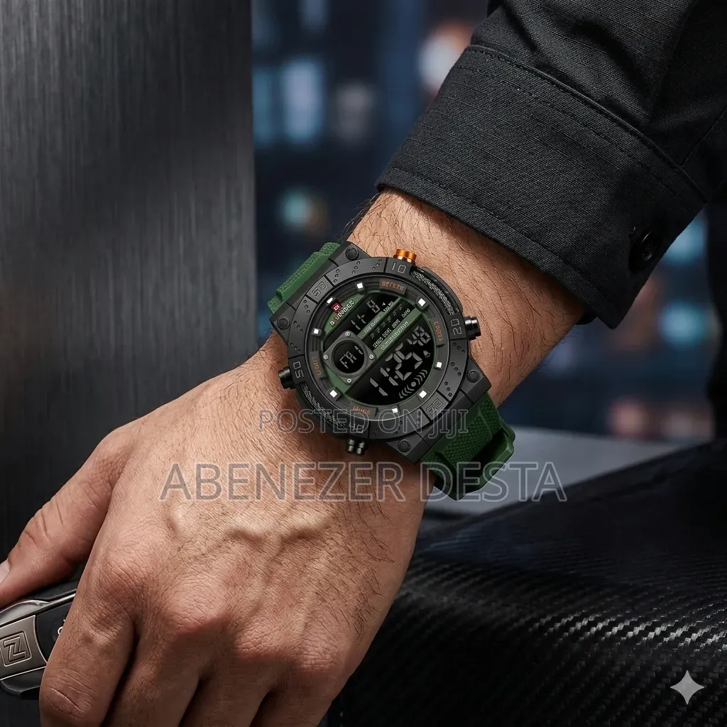 Naviforce Nf9241t Digital Sports Watch a Green Silicone Strap