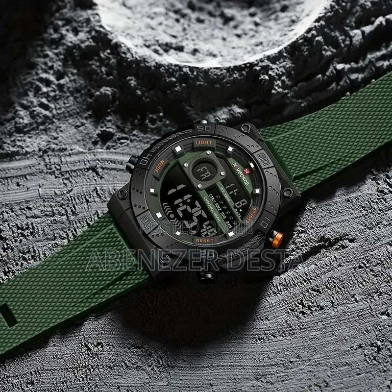 Naviforce Nf9241t Digital Sports Watch a Green Silicone Strap