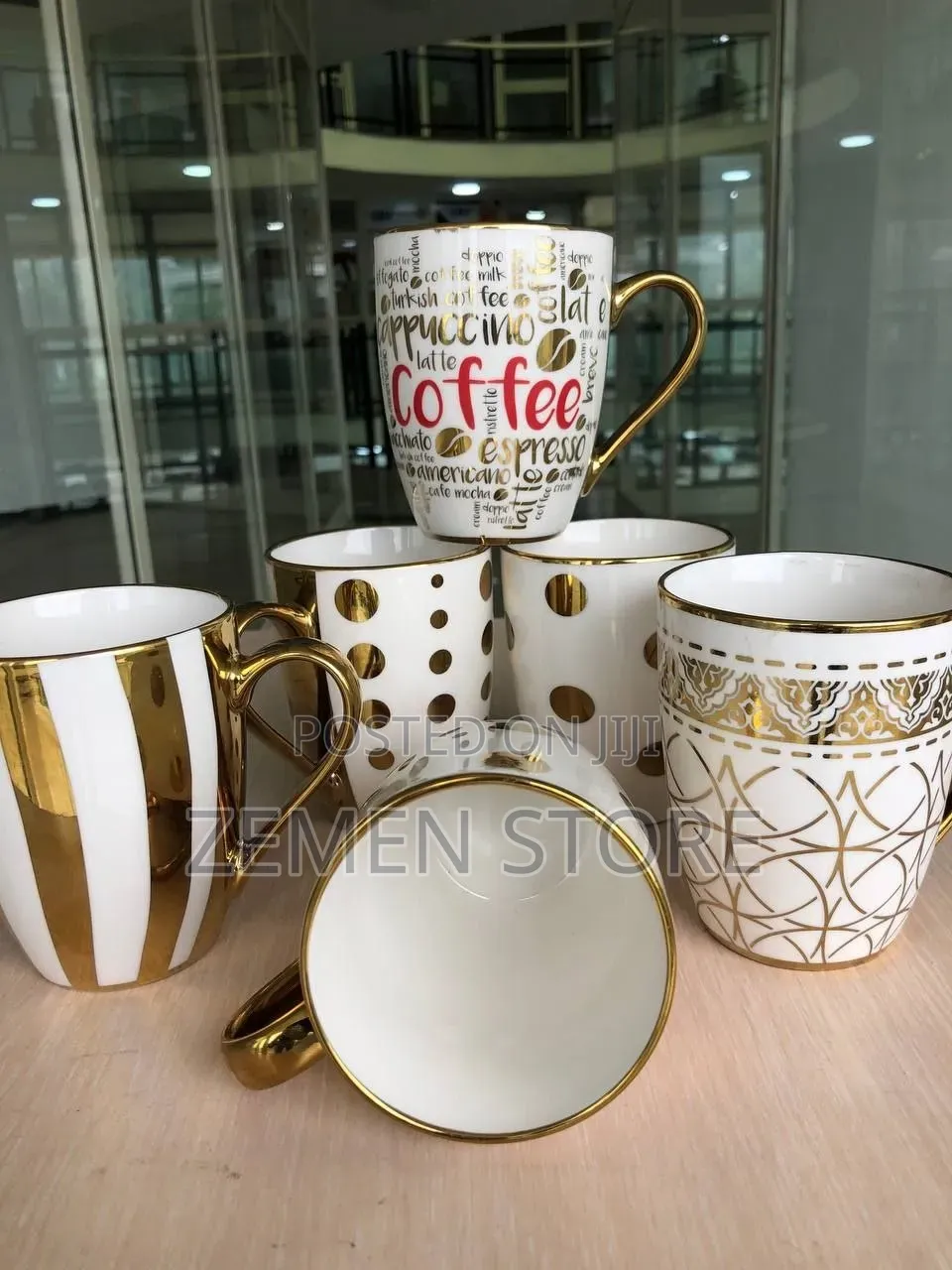 Premium Gold-Patterned Ceramic Mugs ለቡና እና ለሻይ ሰዓትዎ ልዩ ድምቀት