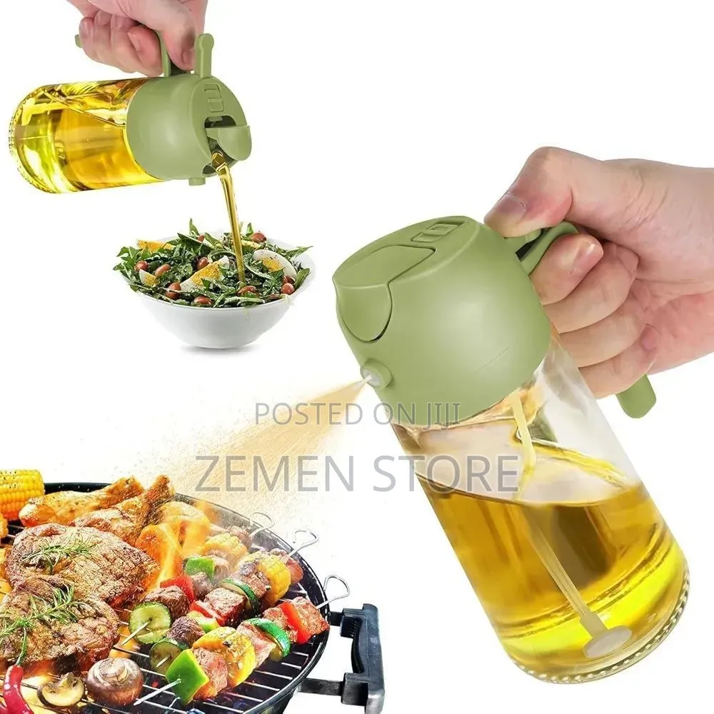 2-in-1 Glass Oil Spray Dispenser Bottle - 600ml የዘይት መርጫ