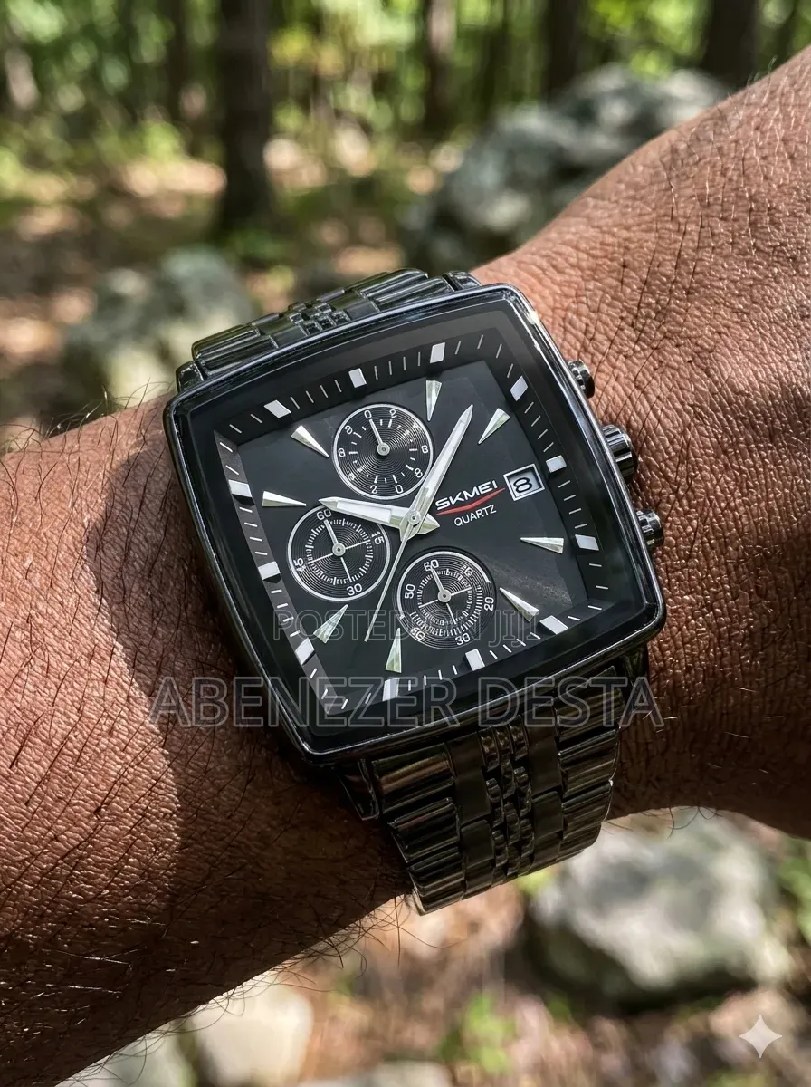 Skmei 2434 Quartz Rectangular Wristwatch With a Black Stainless Steel