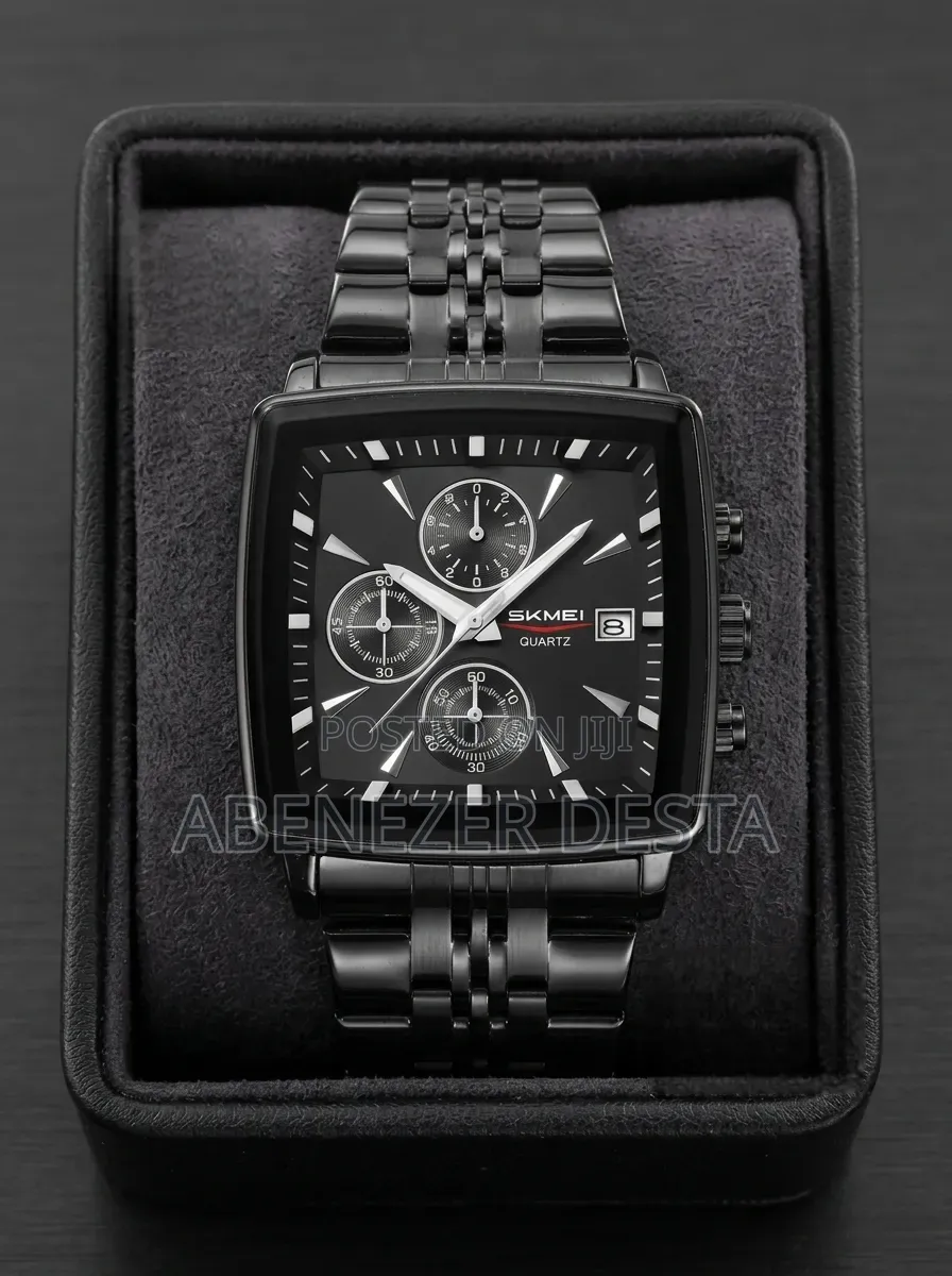 Skmei 2434 Quartz Rectangular Wristwatch With a Black Stainless Steel