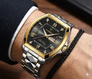 Poedagar Luxury Stainless Steel Quartz a Gold and Silver Two-Tone Band