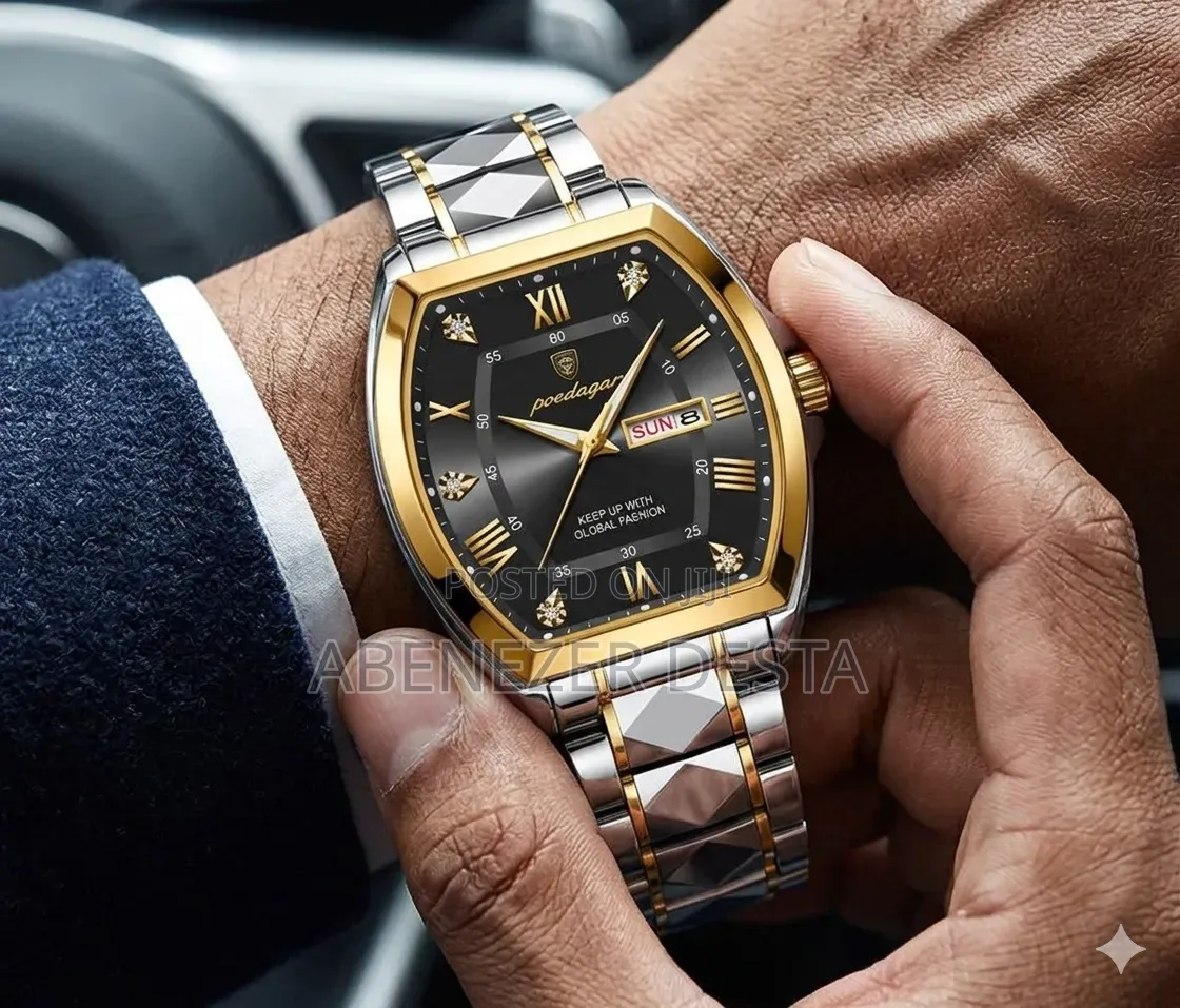 Poedagar Luxury Stainless Steel Quartz a Gold and Silver Two-Tone Band