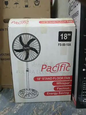 Pacific Fs-50-18a 18-Inch Stand Floor Fan in Black.