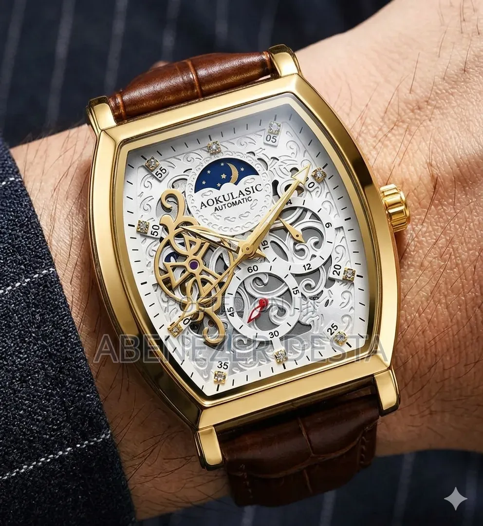 Aokulasic Luxury Automatic Mechanical Watch Featuring a Gold-Toned Ton