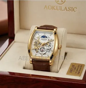 Aokulasic Luxury Automatic Mechanical Watch Featuring a Gold-Toned Ton