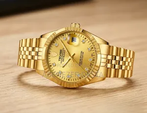 Gold-Tone Stainless Steel Tevise Perpetual Datejust Watch.