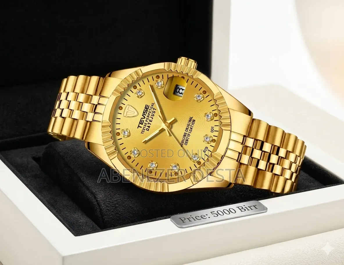 Gold-Tone Stainless Steel Tevise Perpetual Datejust Watch.