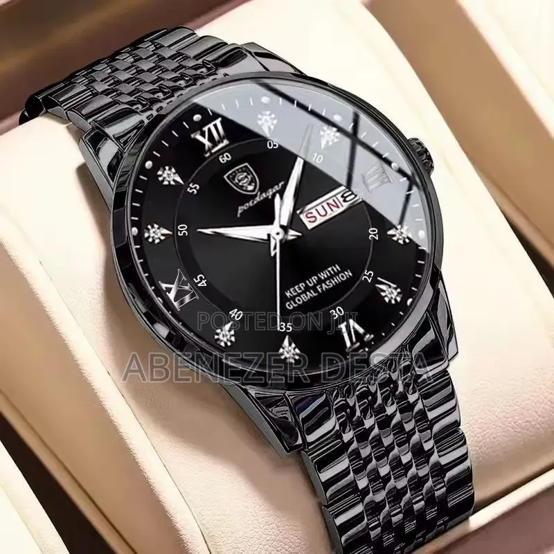 Poedagar 836 Men's Luxury Quartz Watch in Black.