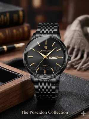 Poedagar Men's Luxury Stainless Steel Quartz Wristwatch in Black