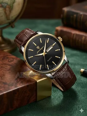 Poedagar 832 Men's Quartz Watch Featuring a Black Dial,Gold-Toned Case
