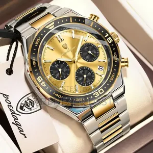 Poedagar Nf8049 Chronograph Watch in Silver and Gold.