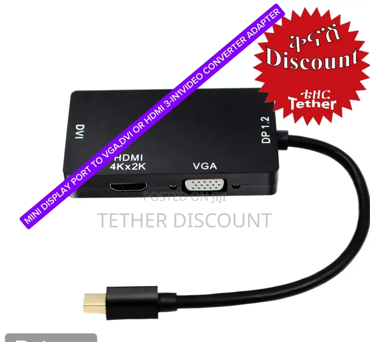 Mini Display Port to Vga,Dvi or Hdmi 3-In1video Converter Adapter