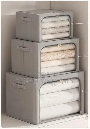 Foldable Fabric Storage Box – Clothes Blanket Organizer