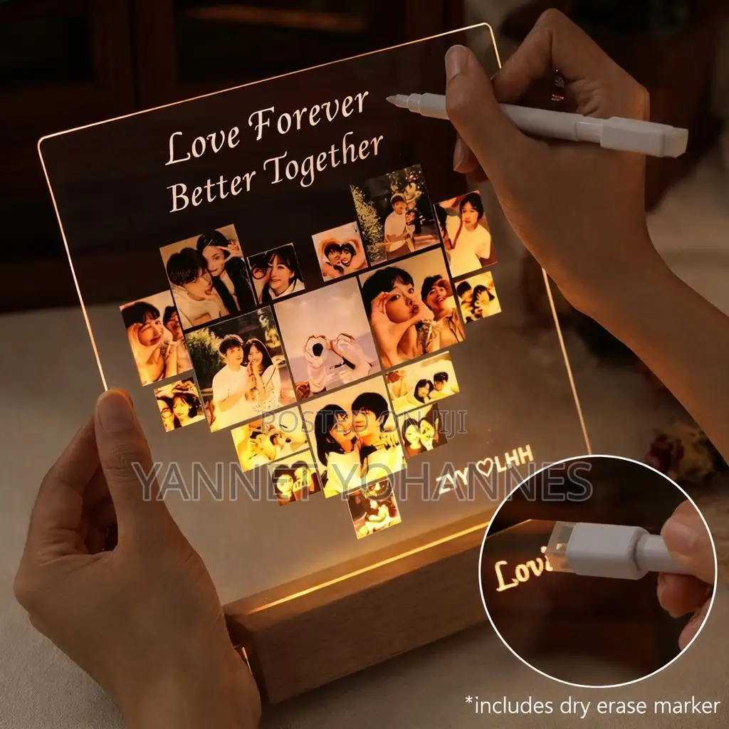 Custom Led Acrylic Photo Frame Lamp With Writable Message Board