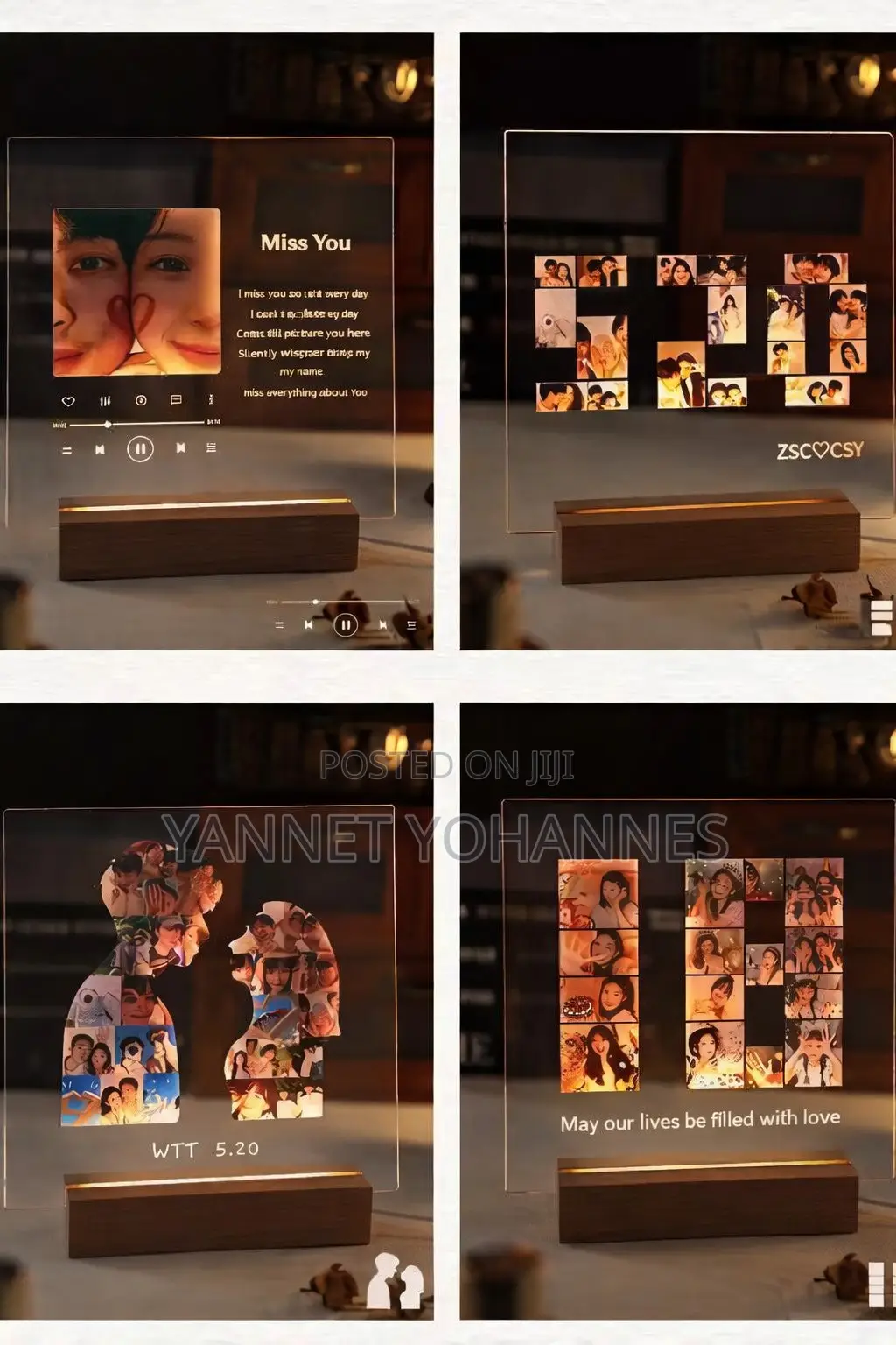 Custom Led Acrylic Photo Frame Lamp With Writable Message Board
