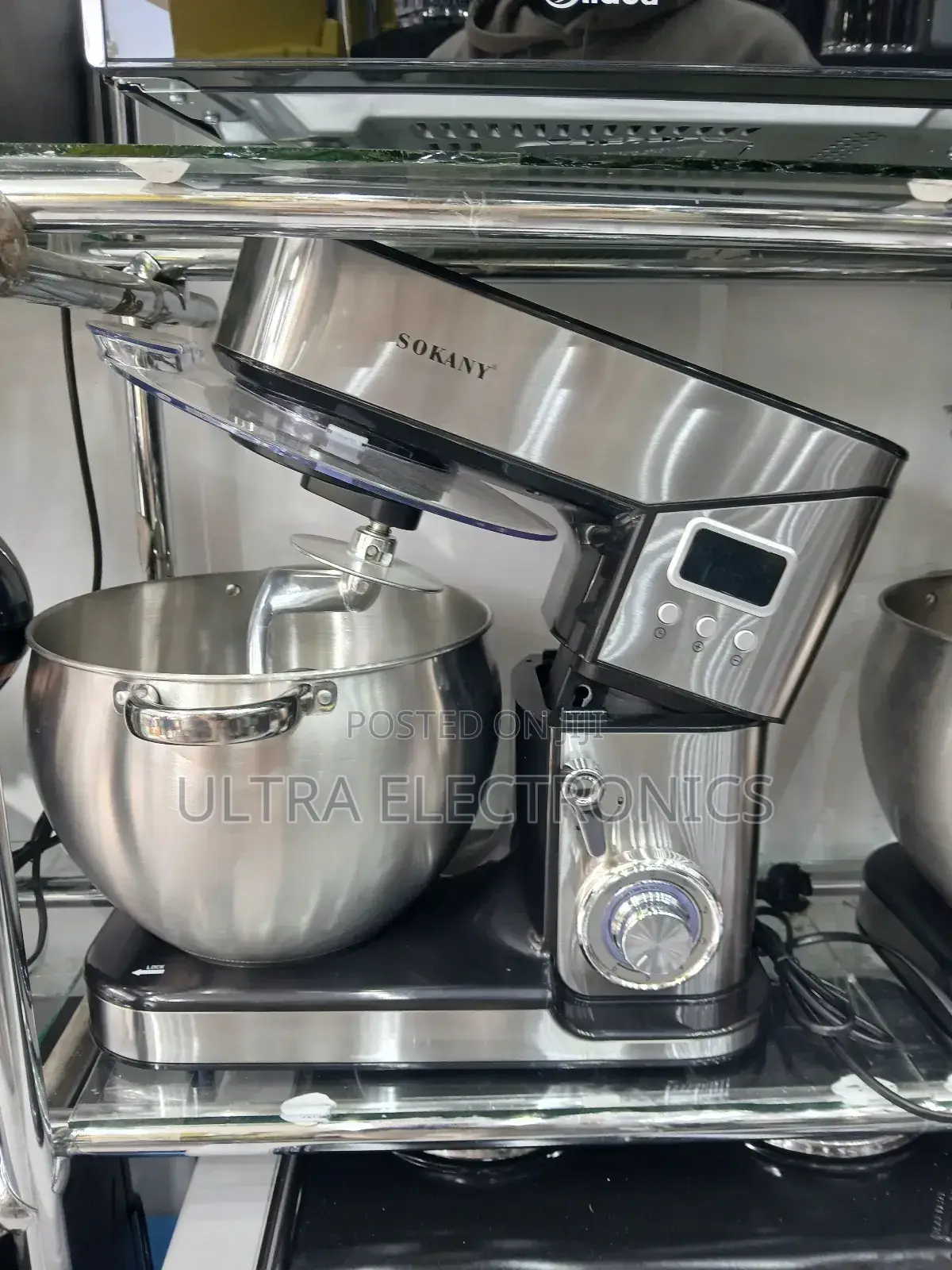 Sokany 10-Liter Stainless Steel Digital Stand Mixer Featuring a 2000w