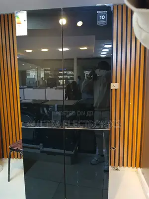 Hisense Side-by-Side Refrigerator With a Black Glass Finish