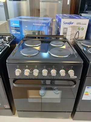 Future 60x60cm Freestanding Black Electric Oven and Cooktop.