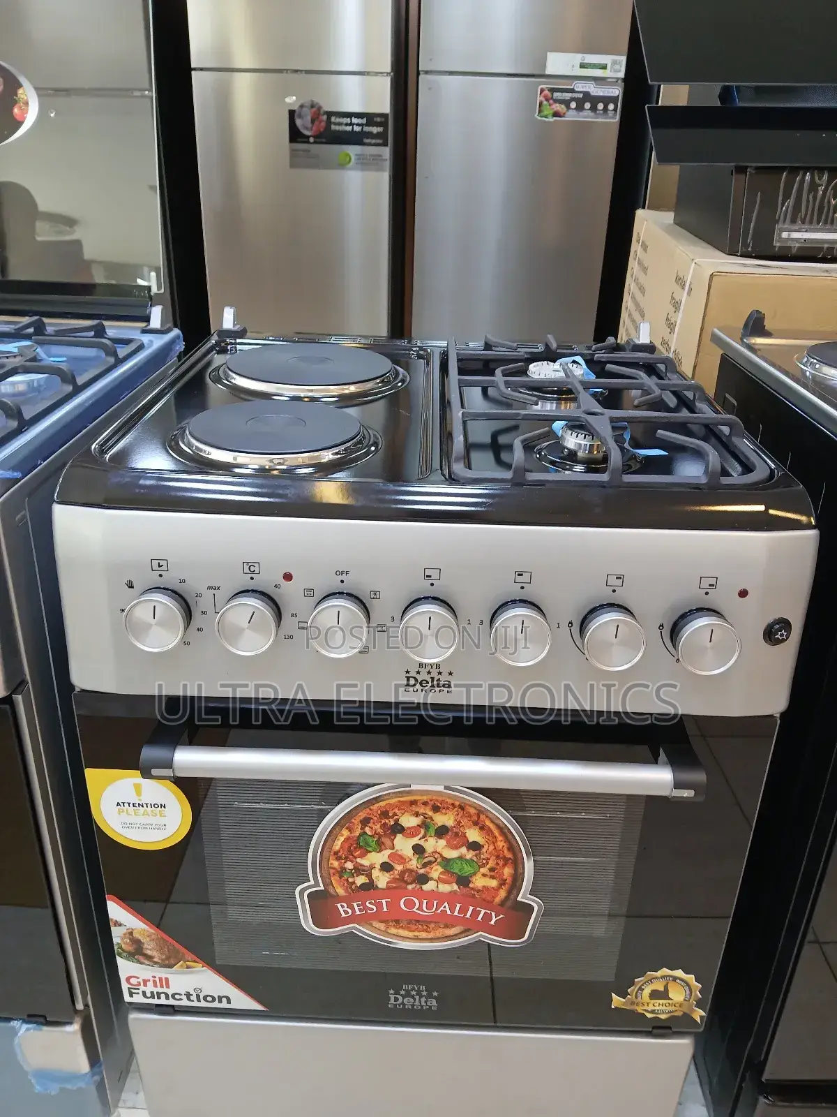 Delta 60x60 Freestanding Cooker With a Stainless Steel Finish.