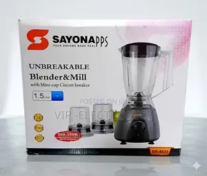 Sayona Unbreakable Blender Mill With Mini-Cup Circuit Breaker 1.5l
