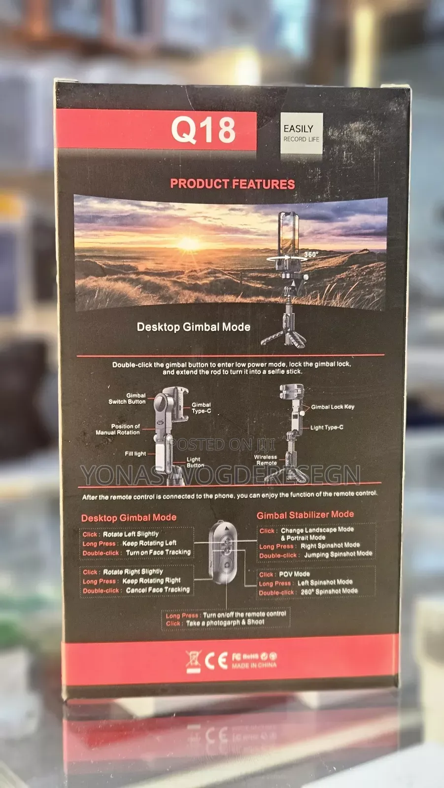 Q18 Gimbal Stabilizer With 360° Rotation Fill Light