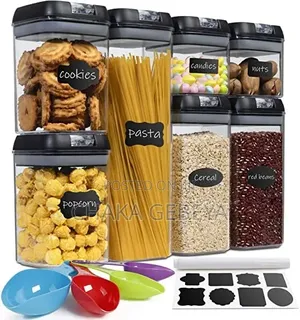7-piece Acrylic Food Storage Set - Bpa-free, Airtight, Various Sizes