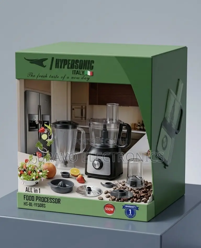 Hypersonic Italy All-in-1 Food Processor 500w |Smart Kitchen Helper