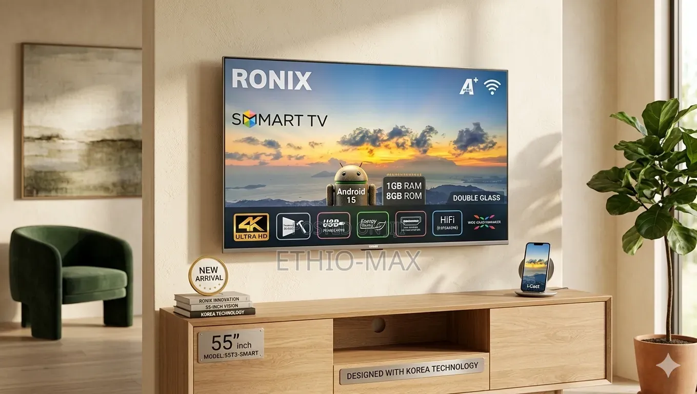 Ronix Tv 55" Smart Android Tv Double Glass Tv New 2026 ( Original