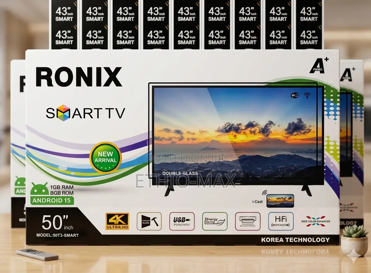 Ronix Tv 50" Smart Android Tv Double Glass Tv New 2026 Android 15.0