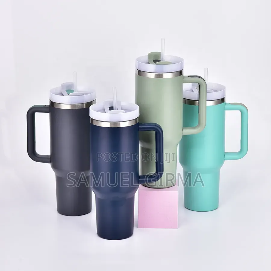 Travel Cup Double Layer Stainless Still Isolated With Straw