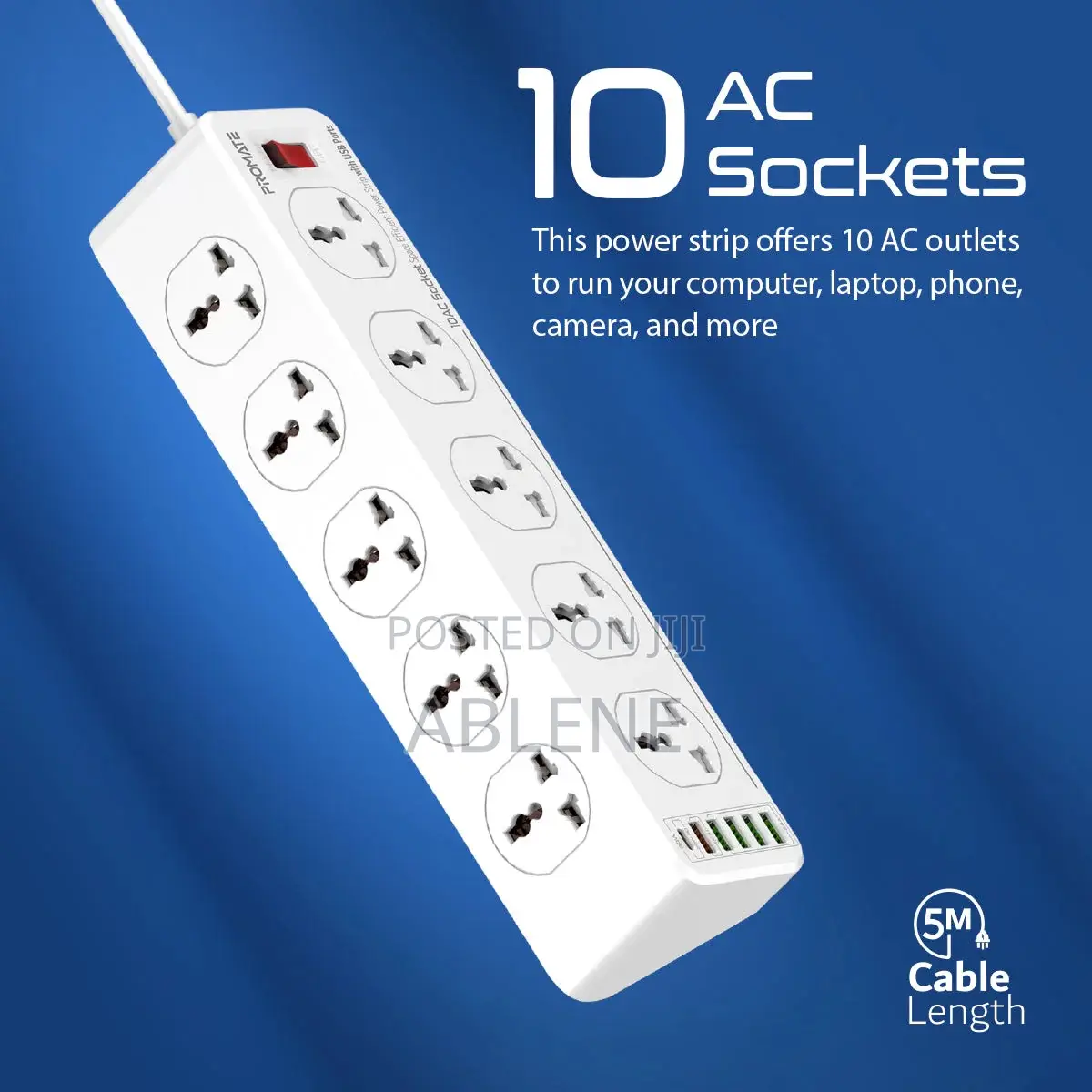 T Max Power Socket (10-Outlet Power Strip)