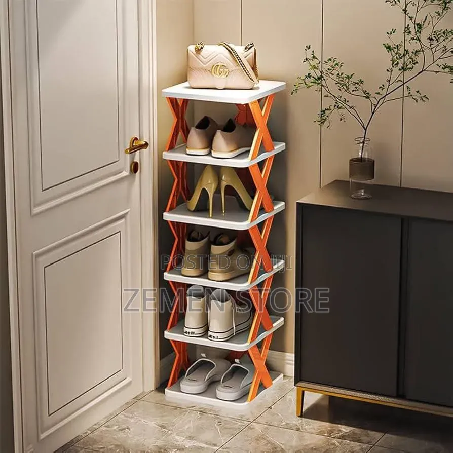 6-Tier Space-Saving Shoe Rack - ባለ 6 ተጣጣፊ የጫማ መደርደሪያ