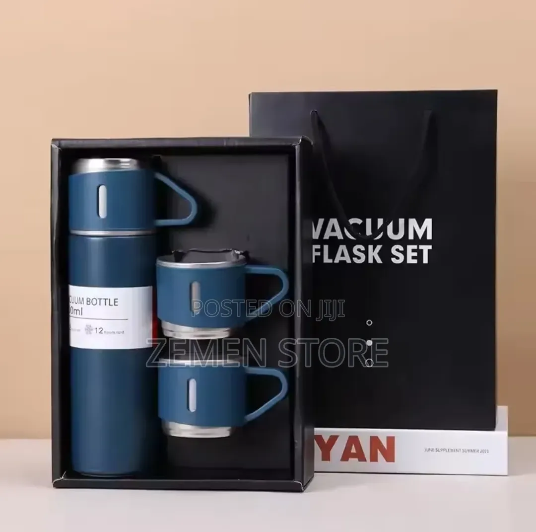Premium Vacuum Flask Set With 3 Cups - ለስጦታ የሚሆን ምርጥ ፔርሙዝ