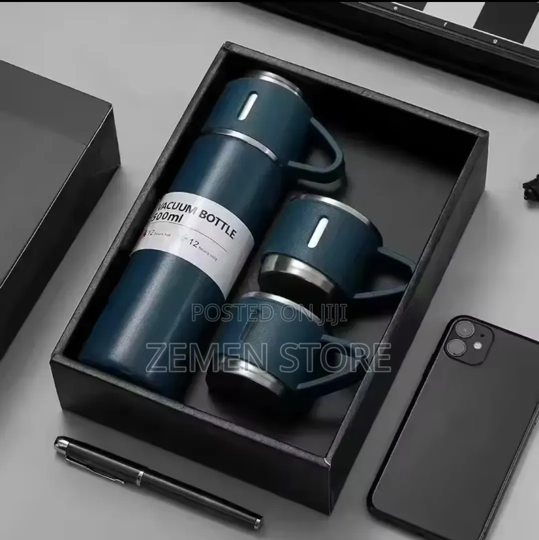Premium Vacuum Flask Set With 3 Cups - ለስጦታ የሚሆን ምርጥ ፔርሙዝ
