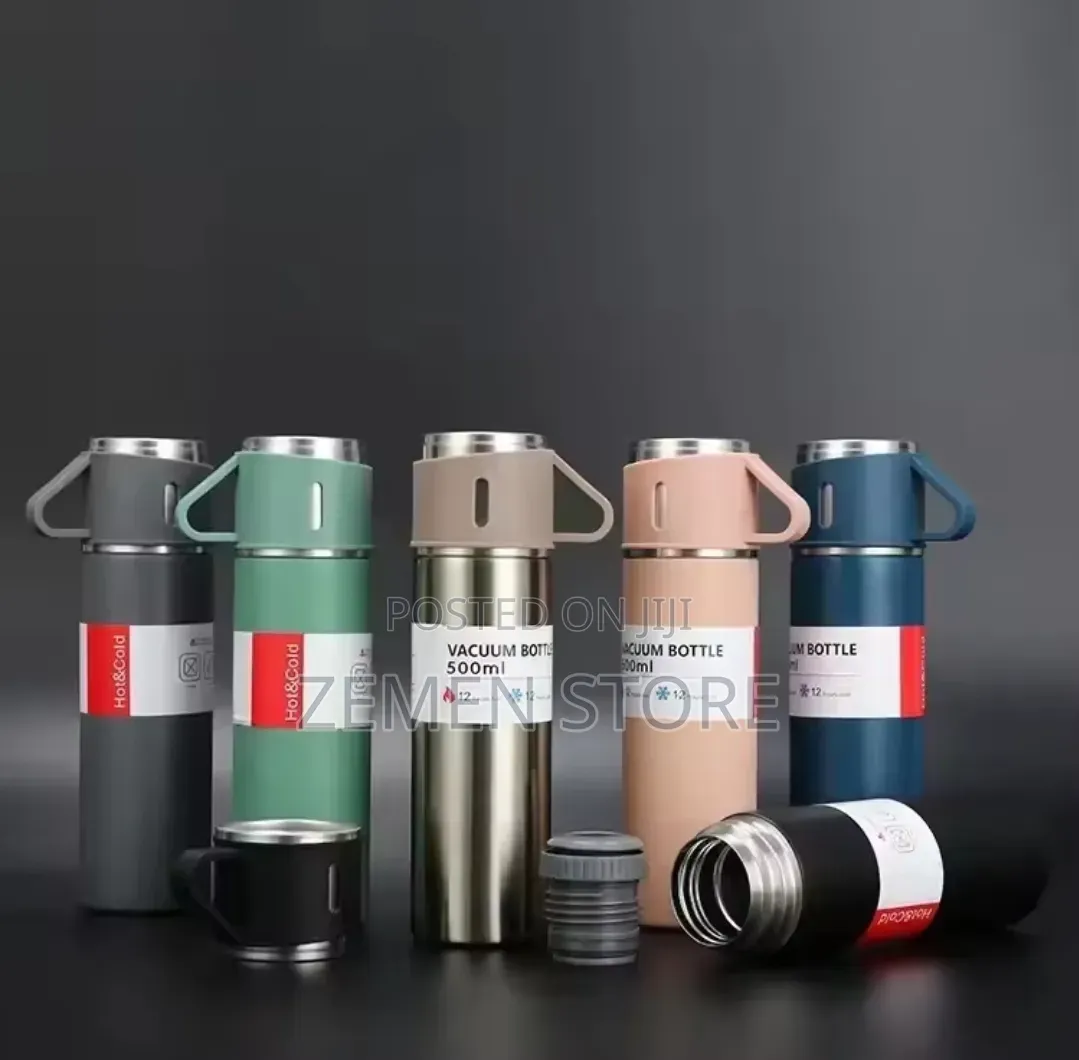 Premium Vacuum Flask Set With 3 Cups - ለስጦታ የሚሆን ምርጥ ፔርሙዝ