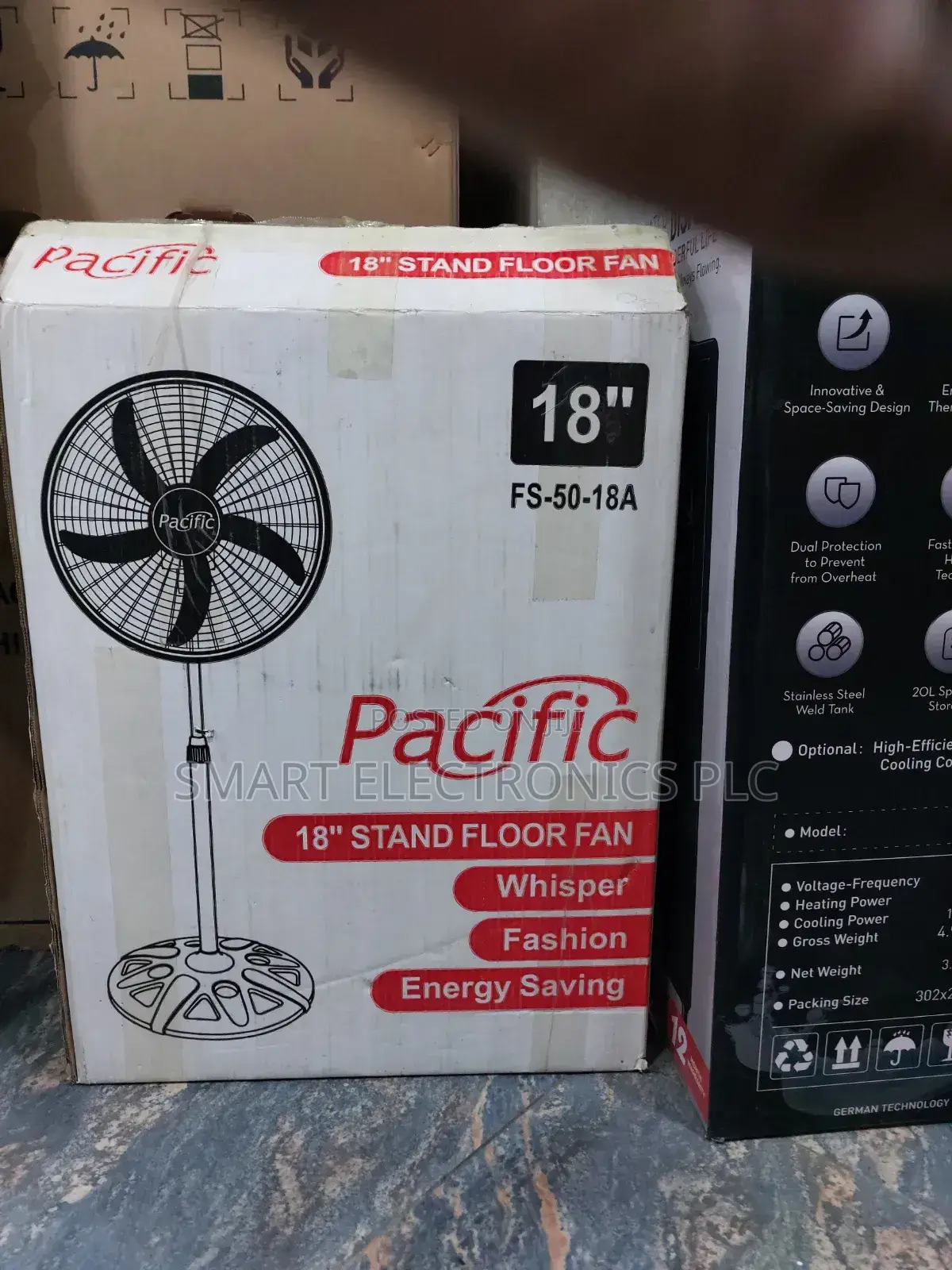 Pacific 18-Inch Stand Floor Fan, Model Fs-50-18a, Featuring
