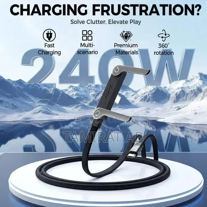 240w Fast Charging, Datatransmission Typec Cable Foldable Phone Holder