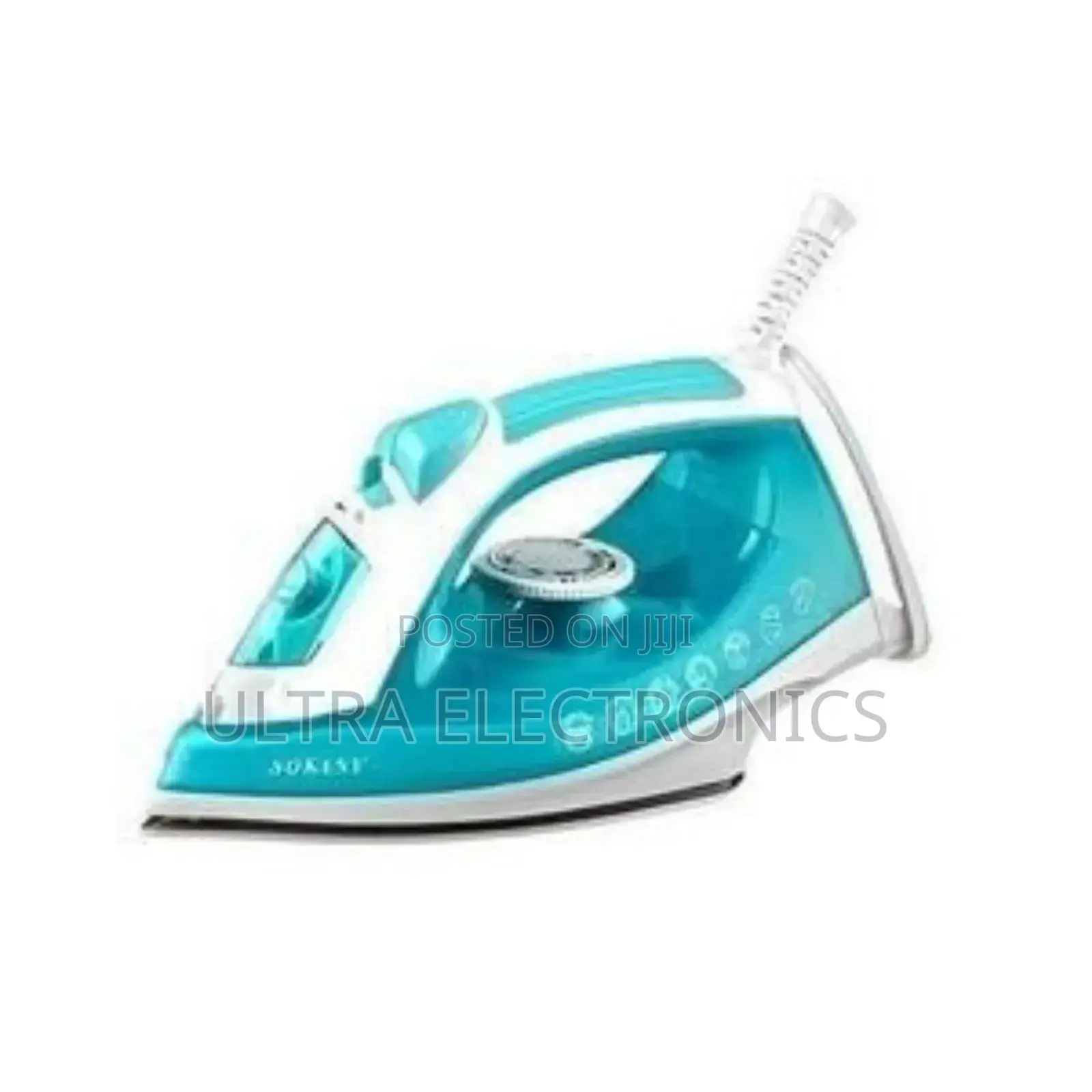 Steam Iron Sokany Electric Featuring a Blue and White Design.Typically