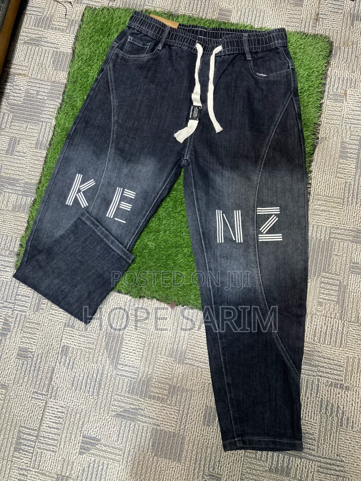 Men's Dark Wash Denim Jogger Pants