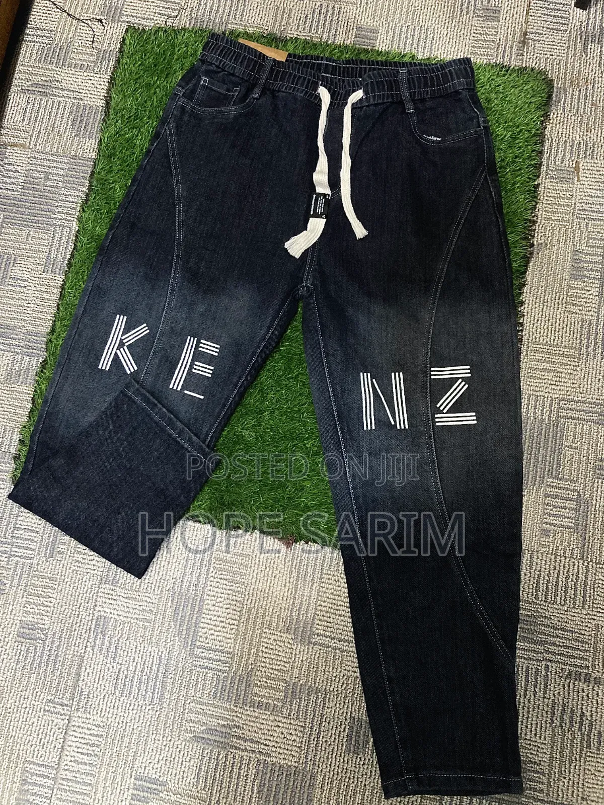 Men's Dark Wash Denim Jogger Pants