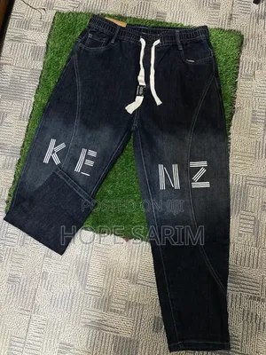 Men's Dark Wash Denim Jogger Pants