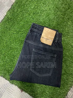 Men's Dark Wash Denim Jogger Pants
