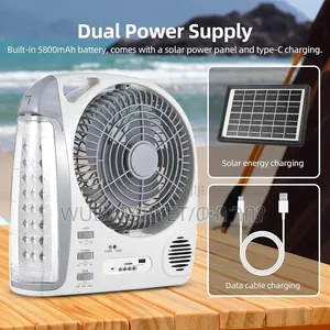 6 In 1 Rechargeable Fan With Led Light-ማቀዝቀዣ፣ሙዚቃ፣መብራት፣ኤፍ ኤም