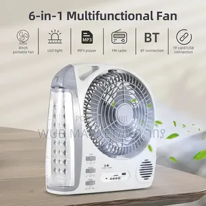 6 In 1 Rechargeable Fan With Led Light-ማቀዝቀዣ፣ሙዚቃ፣መብራት፣ኤፍ ኤም