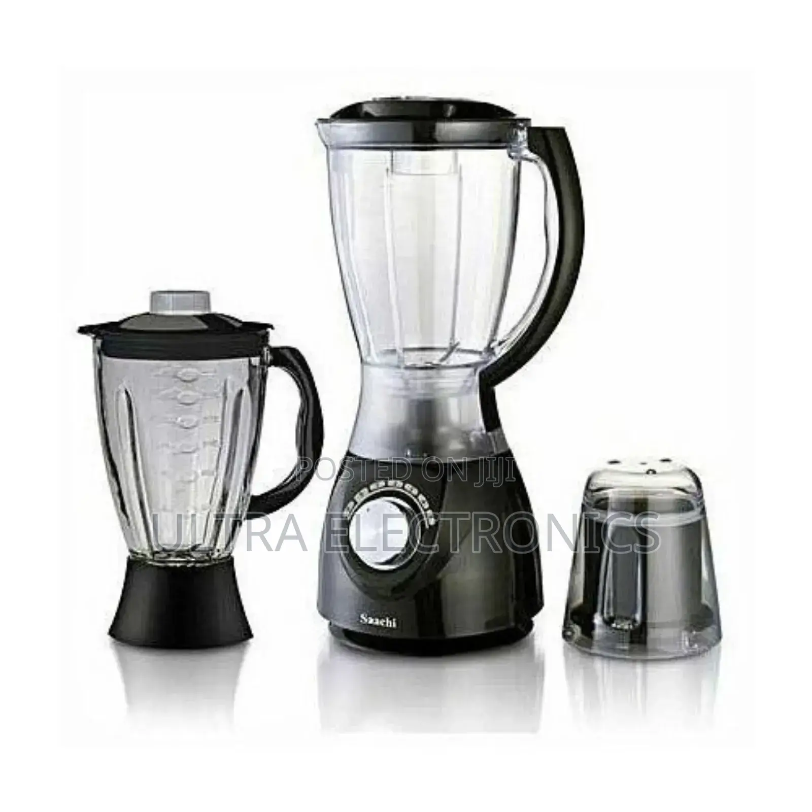 Saachi 3-in-1 Blender and Grinder in Black, Featuring a Main Blender
